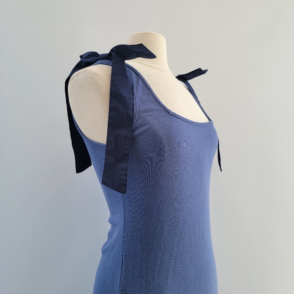 Summersalt Poplin Ribbed Tie Shoulder Blue Maxi Dress Size Large Minimalist - Picture 6 of 13